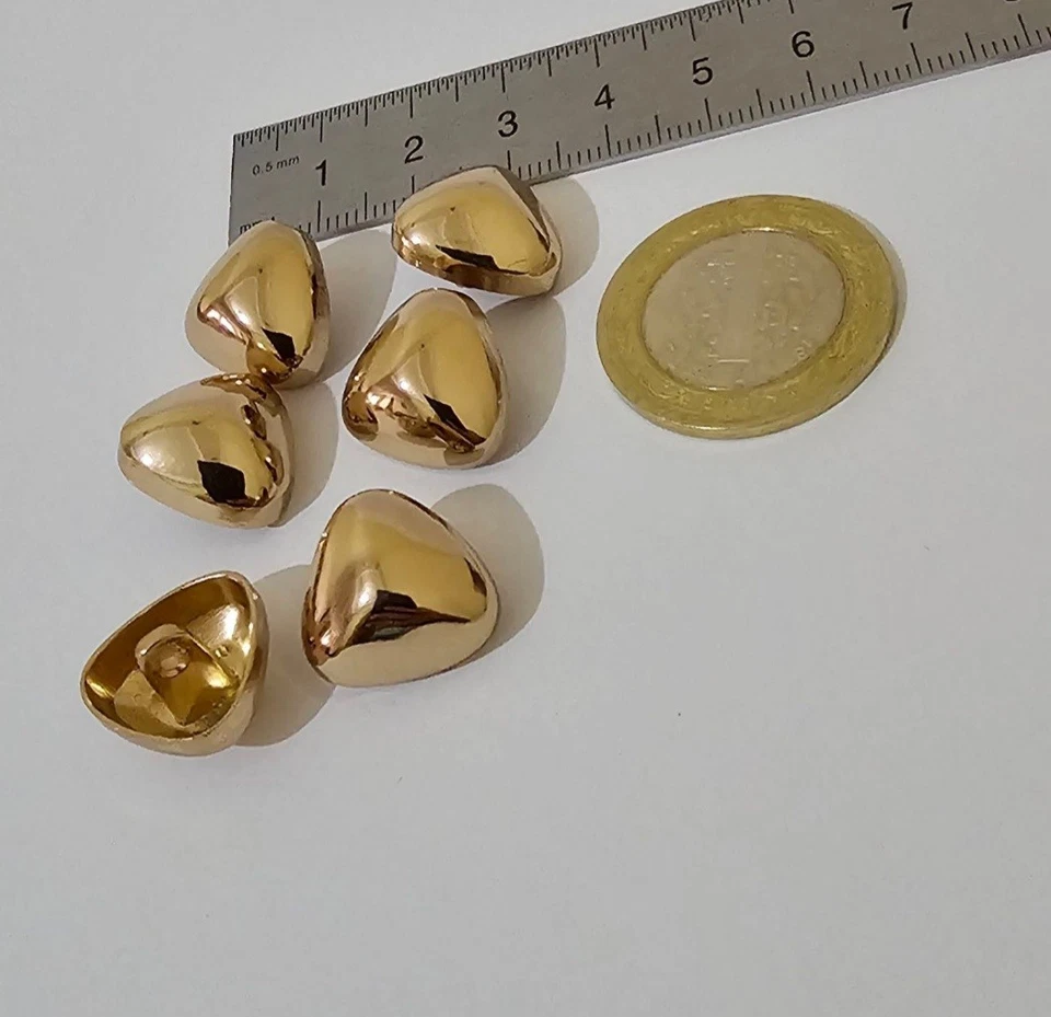 Metal Gold Buttons 16 mm Special design. Footed Metal Gold Button. 10 Pieces - Image 2 of 4