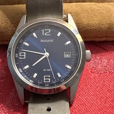 Men's Accurist MB419 Blue Dial Quartz Date Watch - Stainless Steel - Works Great