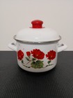 Uniware Enamel Pot Flowers Red 16 Cm 2.11 Quart Made In Turkey Never Used