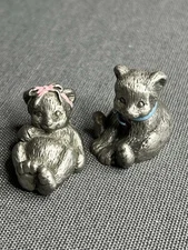 Hudson Pewter 1995 Bear Figurines  7330 7331 Noah’s Ark Collection Retired