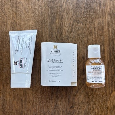 Kiehl's (3) Pc Set Re-Texturizing Micro-Dermabrasion/Dark Spot/Herbal Toner NEW