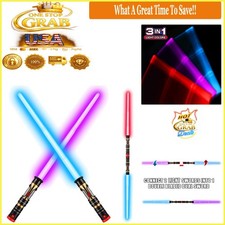 2-in-1 Light Up Swords Set Kids Galaxy War Saber with Sound  LED Color Change