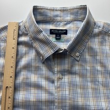 Peter Millar Crown Crafted Button Down Shirt Men's XL Blue Plaid Long Sleeve EUC