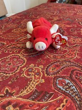 Ty Beanie Baby SNORT The Bull 1995 Tag Errors RARE Early PVC Pellets