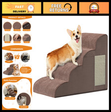 4-Step Dog Stairs for Small Dogs  Cats, Non-Slip Pet Ramp for Bed  Couch, Foam