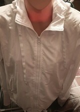 Zyia Active Track Jacket Women's M White Full Zip Hooded Windbreaker Drawstring