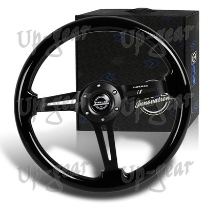 Black Colored Wood Black Spoke NRG 13.75'' RST-018BK-BK Racing Steering Wheel