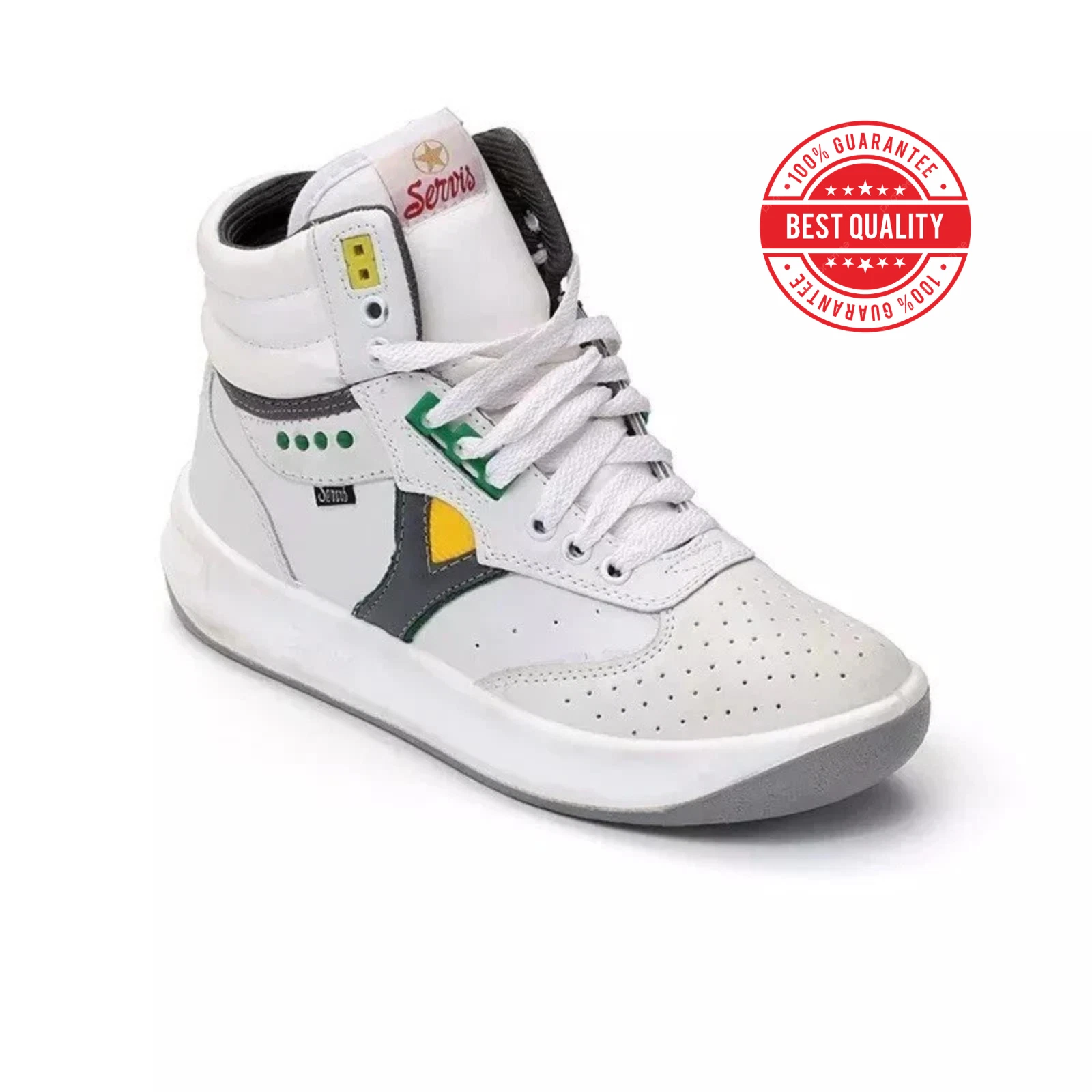 Servis Cheetah High Top Trainers White Yellow Green Shoes Afghani Tali Style OG