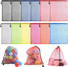 12 Pcs Mesh Bag Drawstring Mesh Laundry Bags, 13 x 15.5 Inch Nylon Drawstring Ba