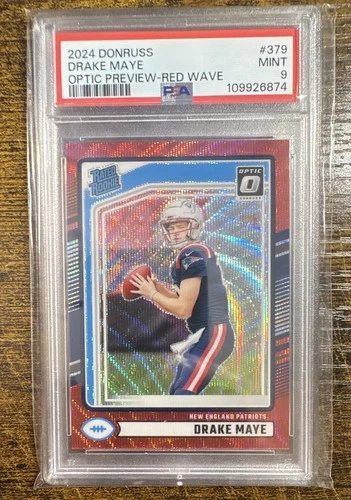 2024 Panini Donruss - Rated Rookie Drake Maye #379 Optic Preview Red Wave Prizm
