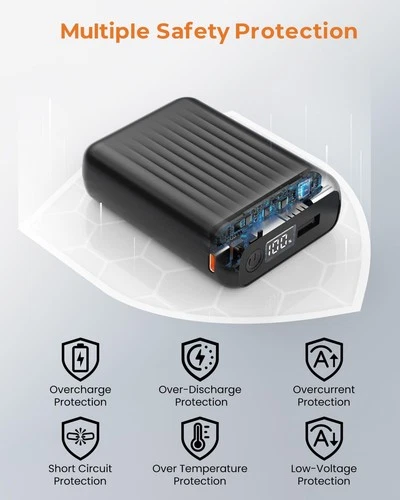 12V 18400mAh Heated Jacket Battery Pack, Portable Power Bank with Digital Displa image 4