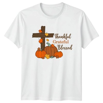 Thankful Grateful Blessed Damen T-Shirt Herbst religiös Geschenk für sie