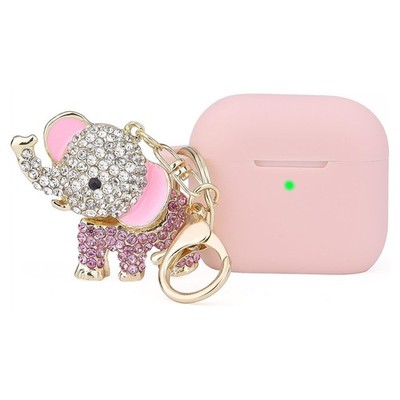 Worryfree Gadgets Silicone Case for Apple AirPod 3 with Bling Elephant Keychain