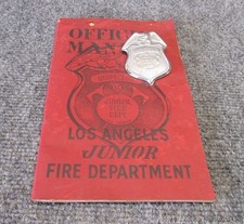 1951 Official Manual Los Angeles JR Fire Department Safety Booklet & Badge