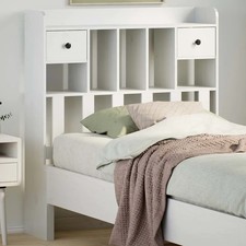 WALPLUS Headboard Storage White 90 cm Solid Pine Wood Design