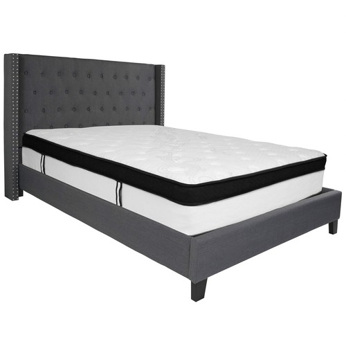 Flash Furniture Riverdale Tufted Queen Platform Bed in Beige - Picture 2 of 6