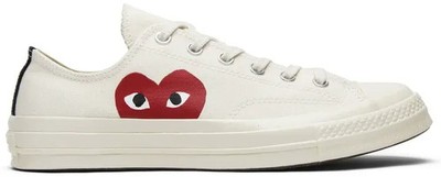 NWT Converse x Comme des Garcons PLAY Chuck 70 Heart Low Top Shoes in Milk