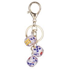 Lucky Dice Keychain Charm, Resin Dice Keyring with 3 Pendants, Clear