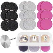 Rolybag 60Pcs Sanding Paper Discs with 80 150 240 grit, Black/White/Pink