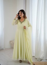 Designer Solid partywear anarkali suit with heavy work dupatta for womens wear