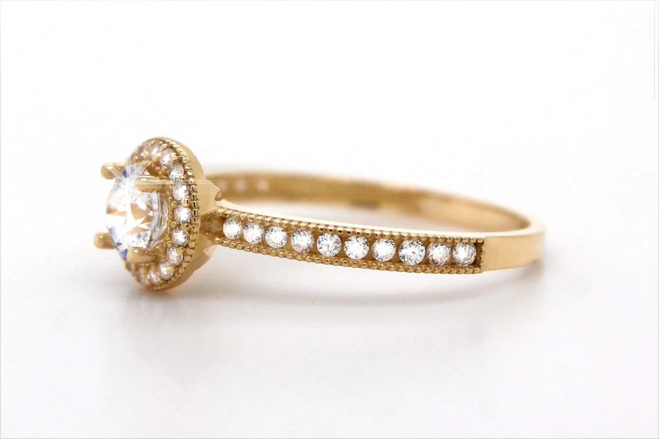 ECHT GOLD *** Klassischer Damen Ring Verlobungsring Brillant-Schliff Zirkonia - Bild 3 von 4
