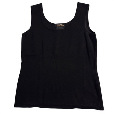 Escada Margaretha Ley Vintage Black Knit Tank Top Scoop Neck Shell Size 42 p