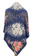 Daniel La For t Paris Floral Silk Scarf Navy Pink Vintage A120