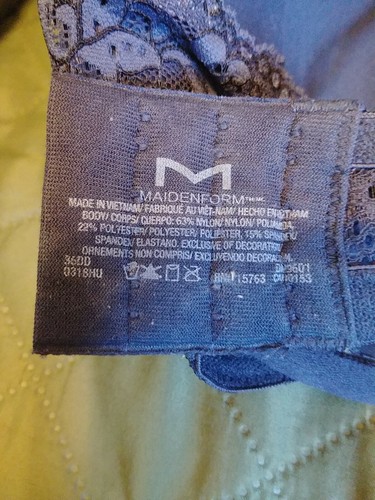 36DD MAIDENFORM Modern Beauty Lace Underwire Bra ~NAVY ~#3498 - Picture 4 of 4
