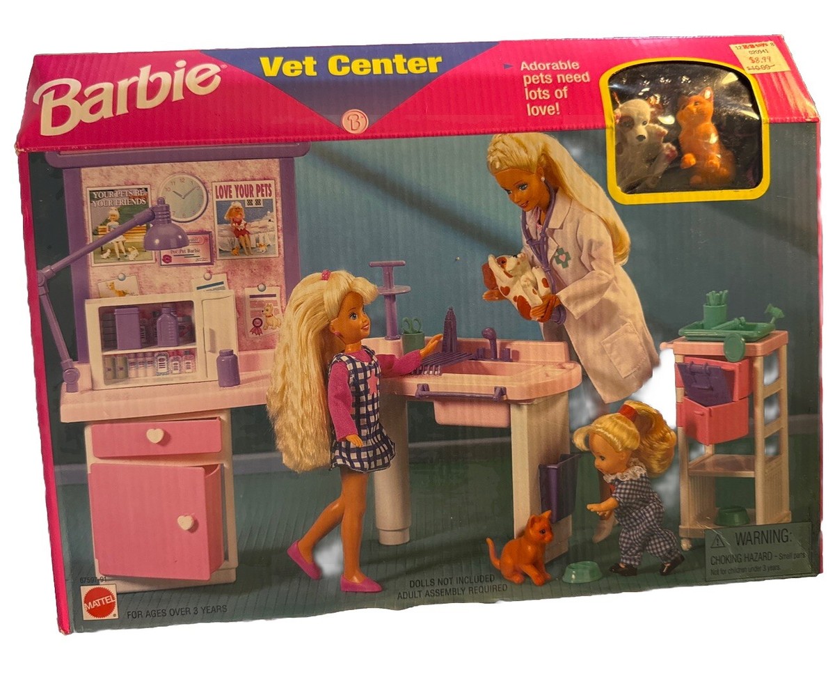 Vet Clinic Midnight Sun Pet Emergency Mattel 1996 Barbie Doll Love