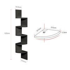 2/3/5 Tier Zig-zag Corner Shelf Floating Wall Shelving Bookshelf Plant Holder UK