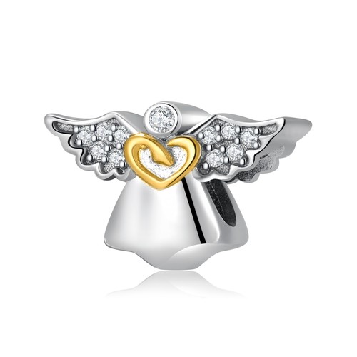Charm Angelo Custode cuore oro in argento 925 - Les Folies (Modello Pandora) - Imagen 2 de 12