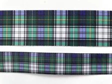 Plaid Grosgrain ribbon navy blue white green Scottish 3/8" 5/8" 7/8" 1.5" preppy