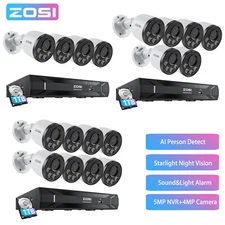 ZOSI 3K 8CH NVR 4MP PoE Security Camera System IP 1-Way Audio AI Detect CCTV 1TB