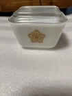 Vtg PYREX Glass Butterfly Gold REFRIGERATOR DISH & Lid #501-B 12 oz
