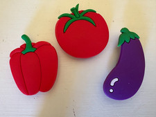 Crocs Vegetable Shoe Charms Tomato Eggplant Red Bell Pepper NEW
