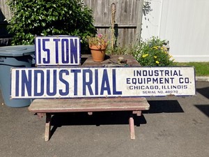 2 Vintage Porcelain Metal Signs - Grumman Bethpage Long Island NY  - Industrial