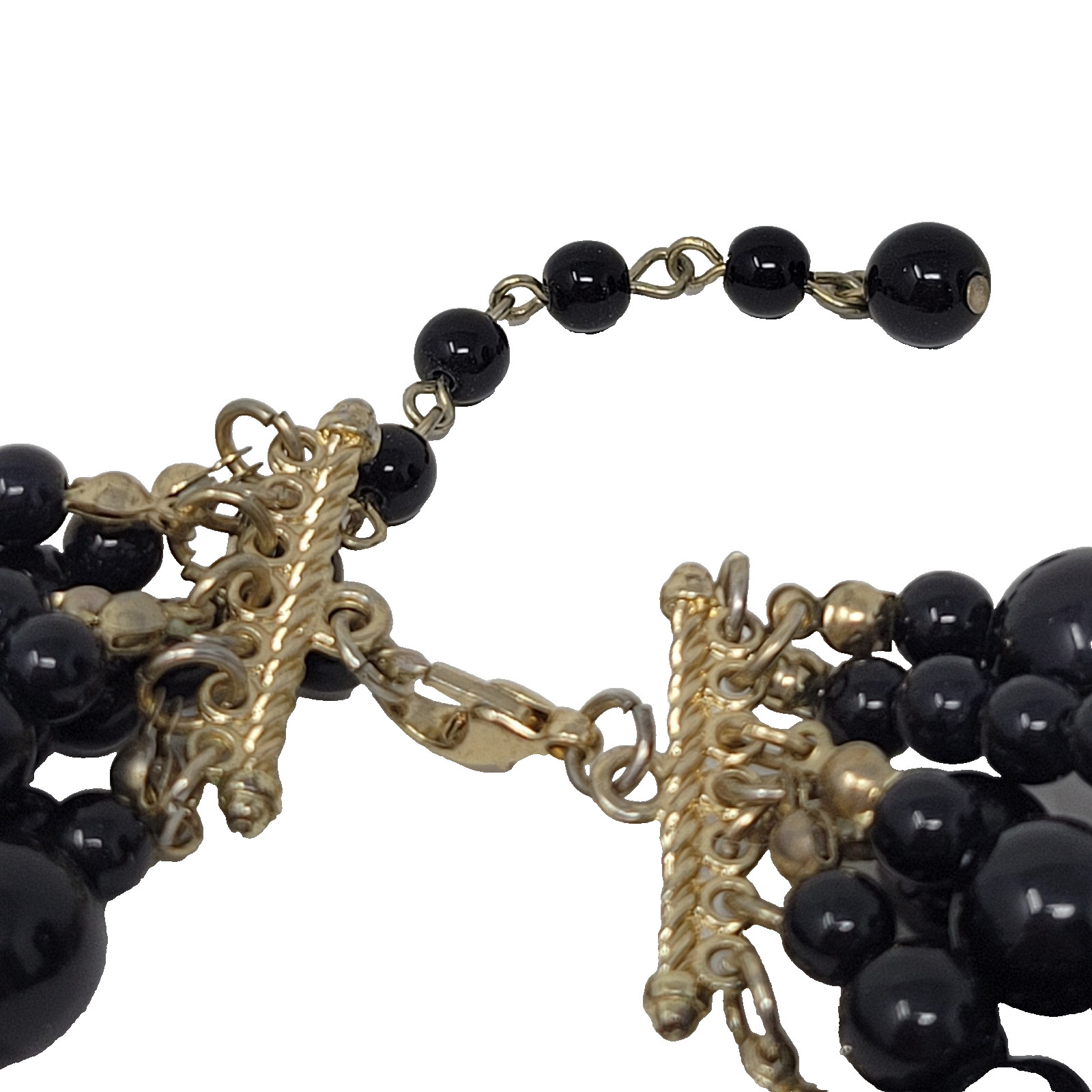 Statement Multi Layer Black Beaded Necklace 6 Str… - image 2