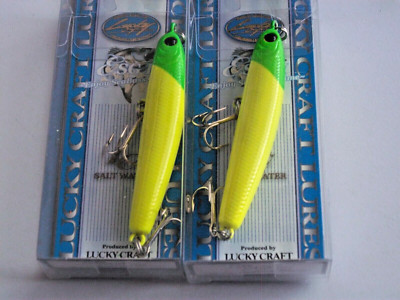 (LOT OF 2)-LUCKY CRAFT Wander 60 -ESG 018120952 IN GREEN HEAD CHARTREUSE COLOR