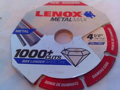 Lenox 4-1/2'' x 7/8'' Metal Max Diamond Grit Edge Cut Off Wheel 1972921