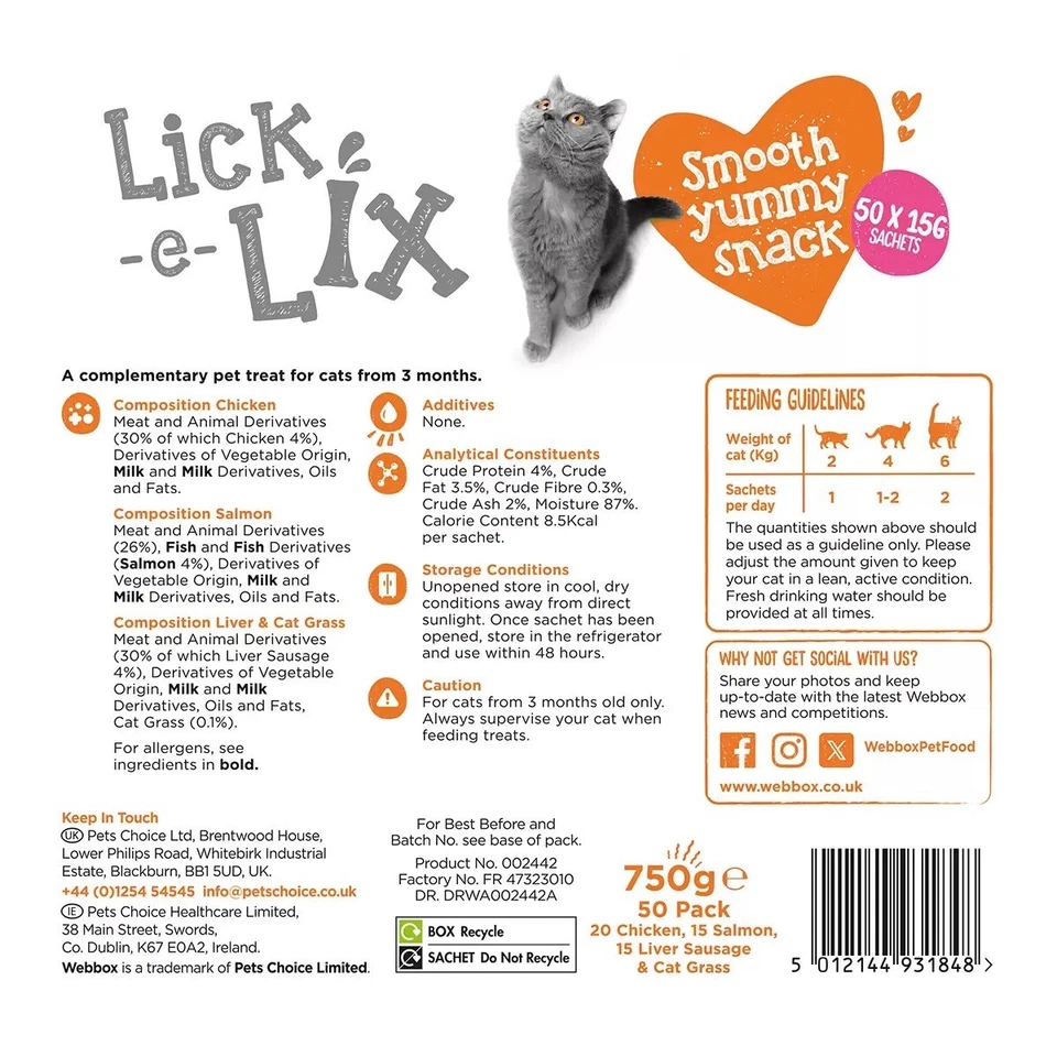Webbox Lick-e-Lix Cat Treat Mega Pack, 50 x 15g Cat Snack Cat Food Cat Pet Food - Image 4 of 4