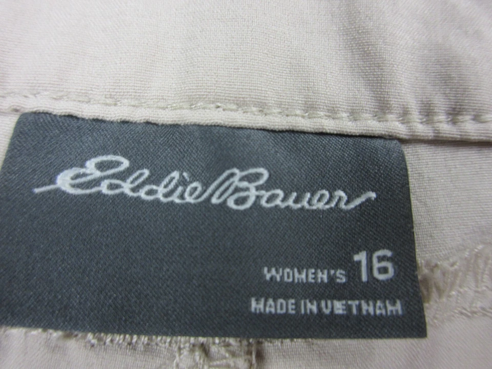 Pantalones Cortos Eddie Bauer Mujer 16 Beige Bolsillo Carga Logo Exterior Ligeros 38x18 Foto 4 de 4