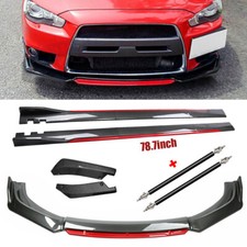Carbon Fiber Red Front Lip Chin Bumper Side Skirt For Mitsubishi Lancer Body Kit Carbon Fiber Red Front Lip Chin Bumper Side Skirt For Mitsubishi Lancer Body Kit