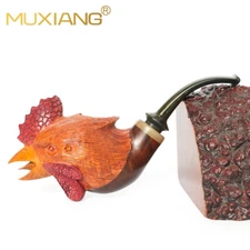 MUXIANG Rustic Wooden Tobacco Pipe Handmade Briar Carved Smoking Pipe Cumberland