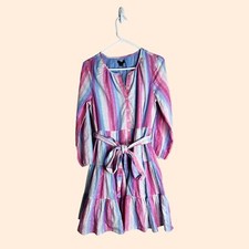 J. Crew Belted Button Up Pastel Stripe Dress