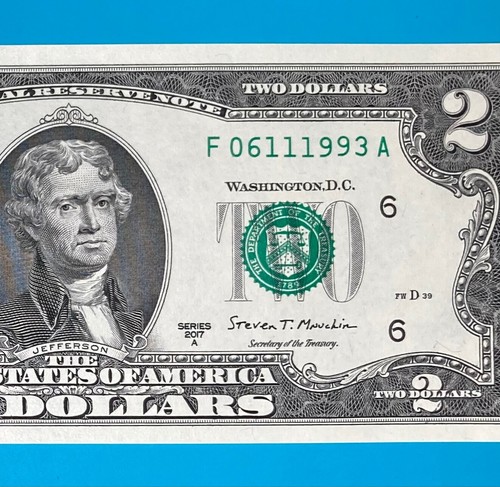 June 11, 1993 / 6 November 1993 (F 06111993 A) BIRTHDAY $2 Two Dollar Bill *UNC* - Picture 1 of 4