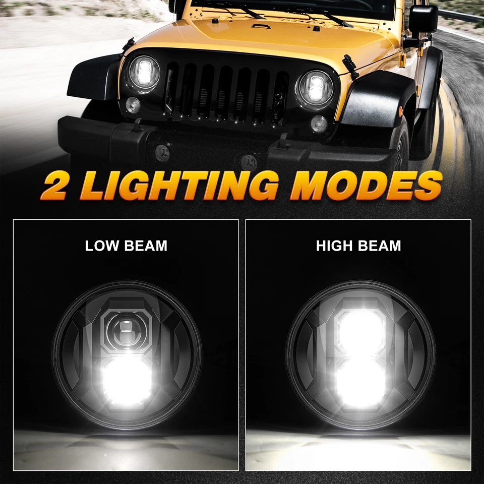 Nuevo par de faros LED redondos de 7"" 6024 alto/bajo para camioneta Chevy C10 C20 C30 DOT Foto 2 de 4