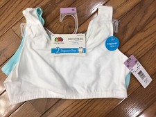 NEW Girls Fruit of the Loom FT810 2 Pack Beginner Bras 38 White Aqua Cotton A4