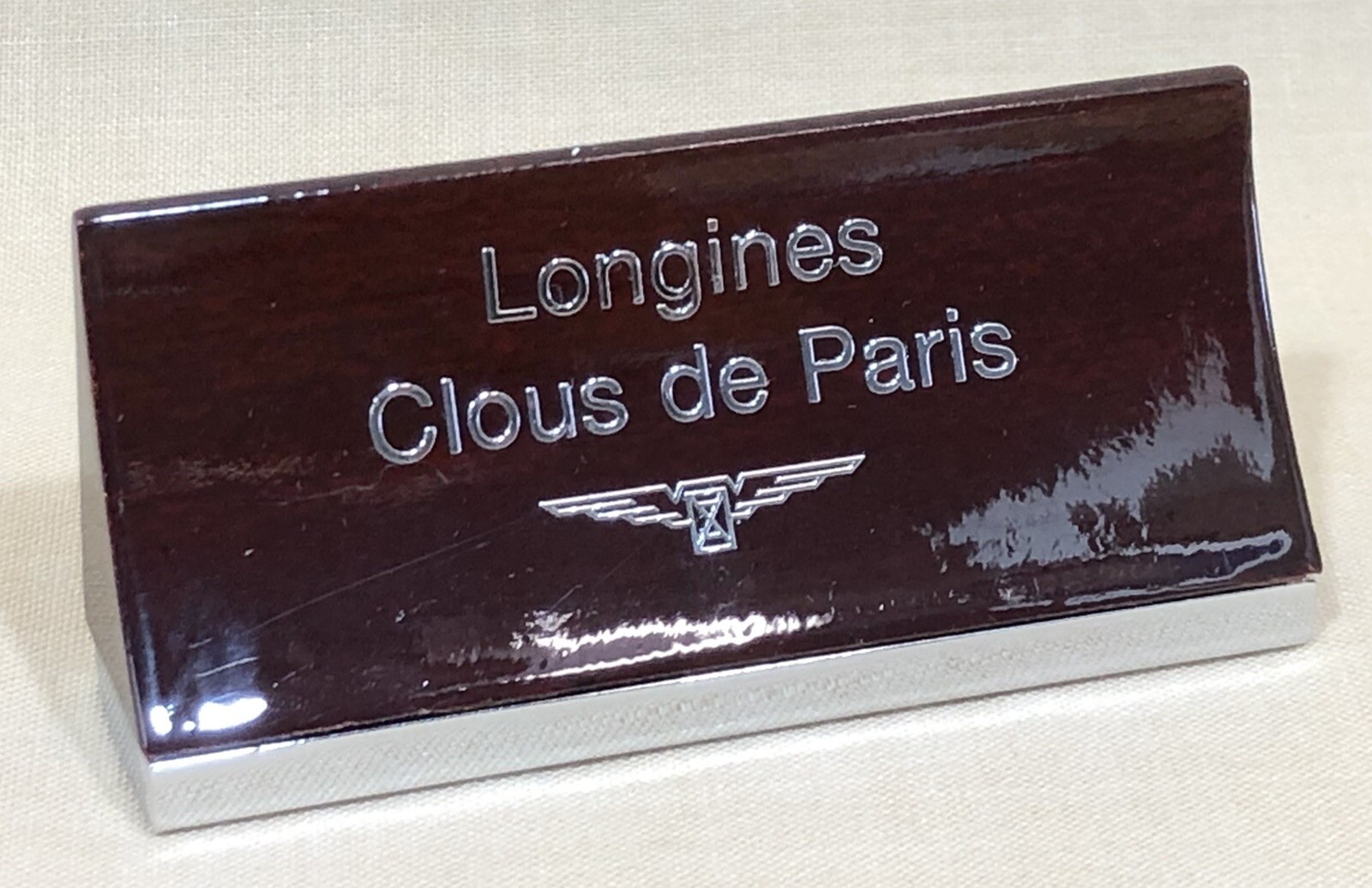 LONGINES CLOUS DE PARIS Watch Display Plaque Official Chronograph Gold Steel /