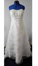 David's Bridal White Wedding Dress Corsette With Train Tiara Veil Unaltered 12