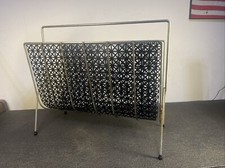 Vtg Atomic Magazine Rack Record Stand Holder Mesh Metal Iron MCM WOW RARE RETRO 